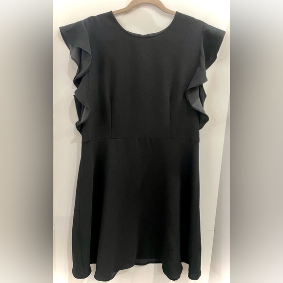 Who What Wear Fit & Flare Sleeveless with Ruffle Detail Dress, Black, Size Large - Picture 5 of 7